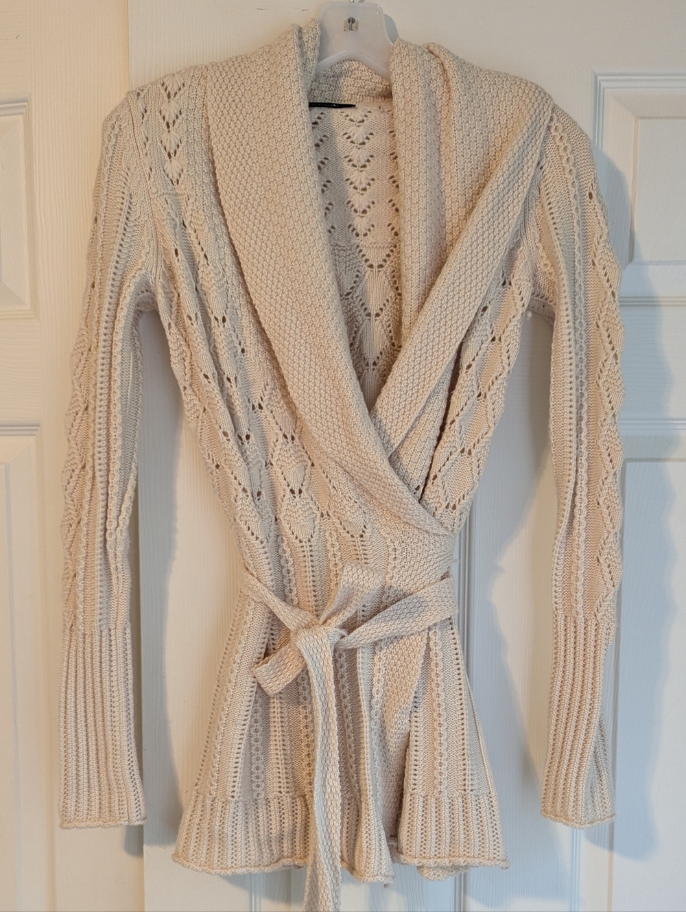 Tahari Knit Wrap Cardigan Sweater, 100% Merino Wool
